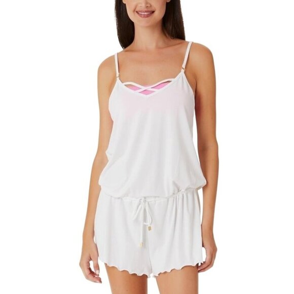 California Waves Juniors Size XL White Tie-Waist Swim Cover-Up Romper NWT - Picture 1 of 8